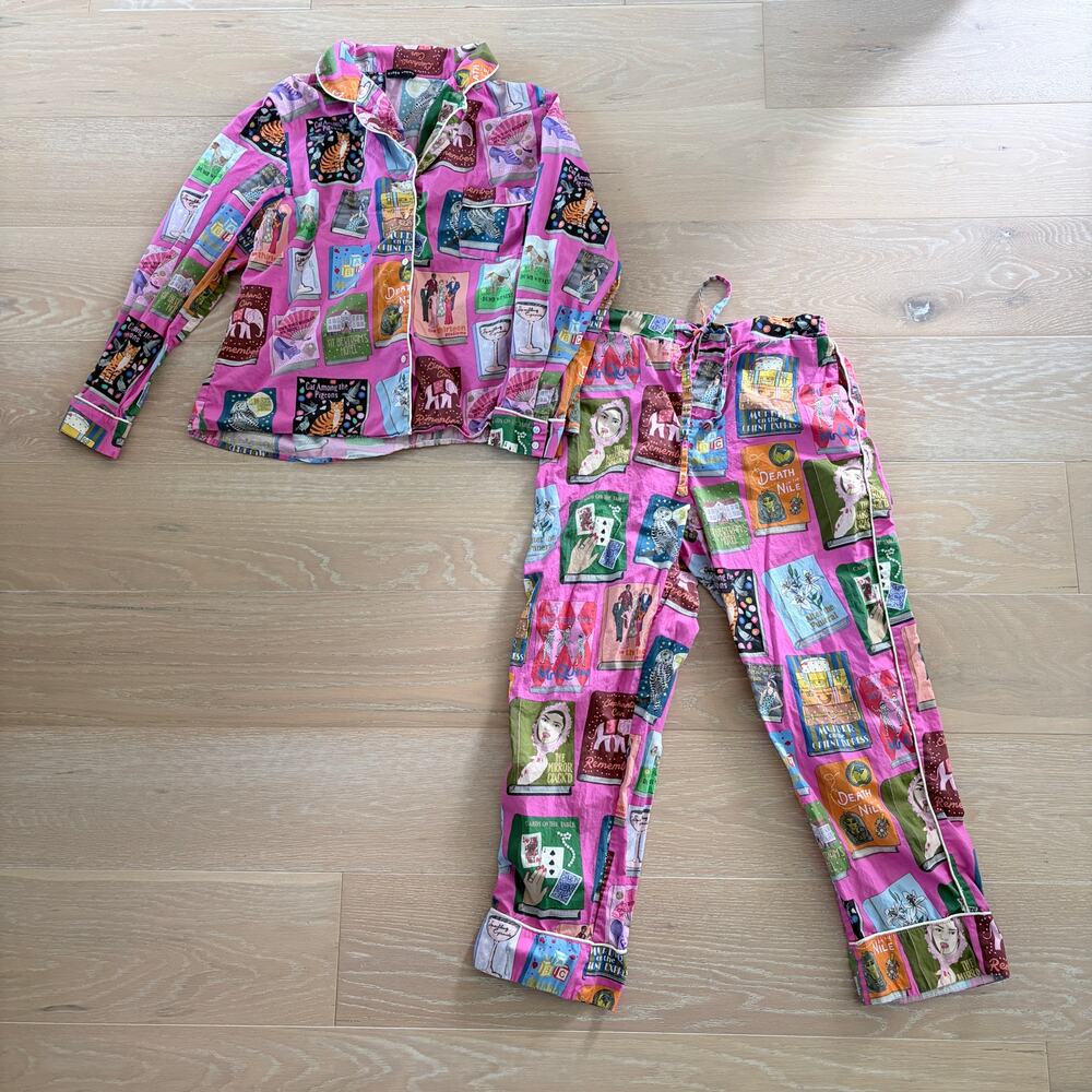 Karen Mabon x Agatha Christie Cotton 2 pc Long Sleeve Pajama Set XS